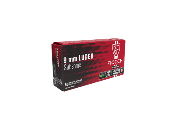 Fiocchi 9mm Luger 158gr FMJ Subsonic 50 Schuss