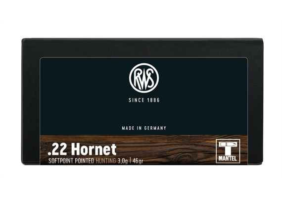 Gewehrpatrone RWS .22 Hornet Teilmantel 3,0g / 46gr 20 Schuss