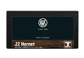 Gewehrpatrone RWS .22 Hornet Teilmantel 3,0g / 46gr 20 Schuss
