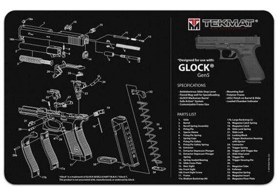 Glock Gen 5 Gun Cleaning Mat, 17" (43x28cm)