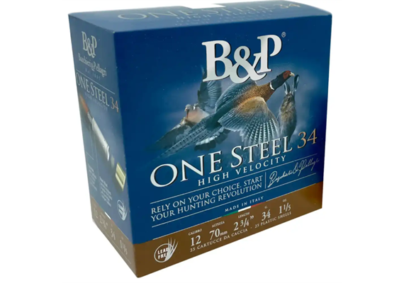 Schrotpatrone Baschieri & Pellagri B&P 12/70 One Steel HV 2,9mm 34g.
