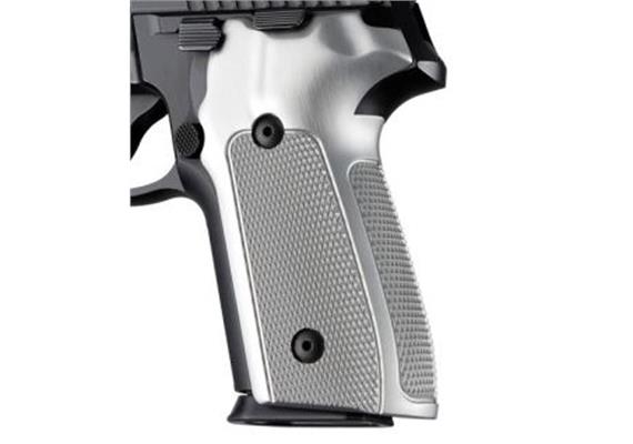 SIG Sauer P228 P229 DA/SA Checkered Aluminum - Brushed Gloss Clear Anodize