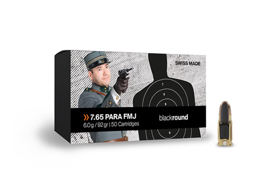 Pistolenpatrone Blackround 7.65 Para 6.0g / 92gr FMJ 50 Schuss