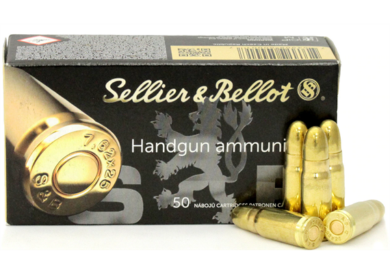 Pistolenpatrone Sellier & Bellot S&B 7.62x25 Tokarev FMJ 85 gr. 50 Schuss
